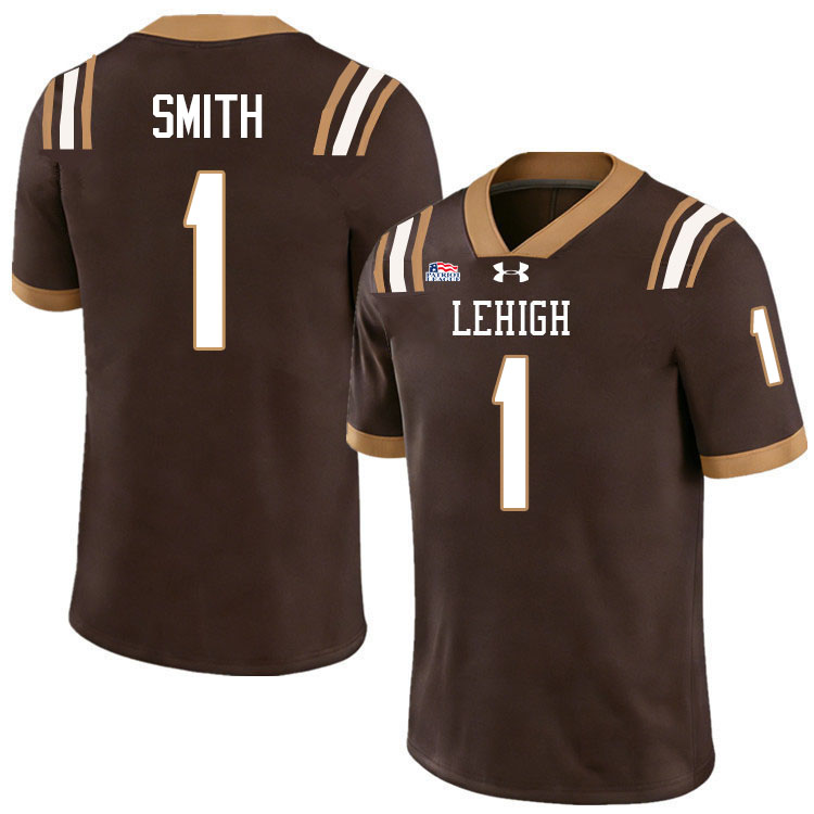 Lehigh Mountain Hawks #1 Mekhai Smith College Football Jerseys,Uniforms-Brown
